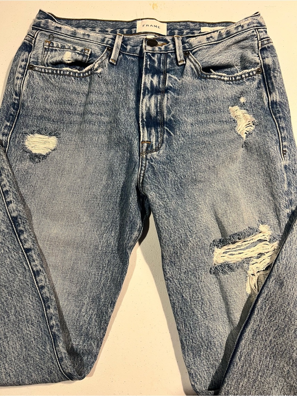 Frame Denim Light Blue Distressed Ankle Jeans